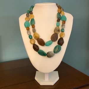 Vintage Costume Necklace, Turquoises & Browns, Length as Seen in Picture